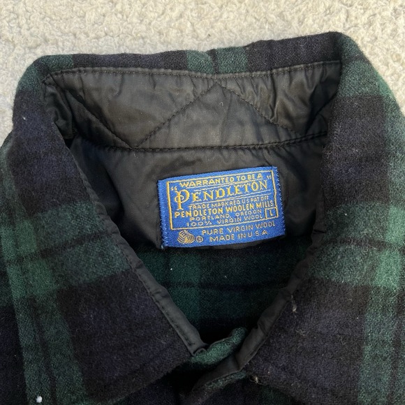 Vintage Pendleton Board Shirt Blackwatch Blue Green Plaid‎ Size L Long Sleeve - Picture 3 of 10